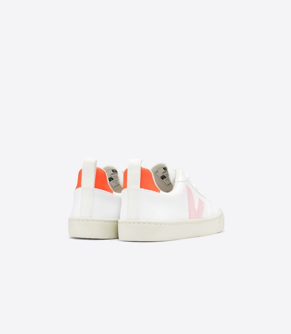 Veja Trainers Kids White/Orange - V-10 Lace Cwl - LSZK-49165